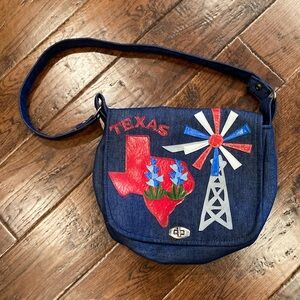 Texas Denim Handbag Purse USED